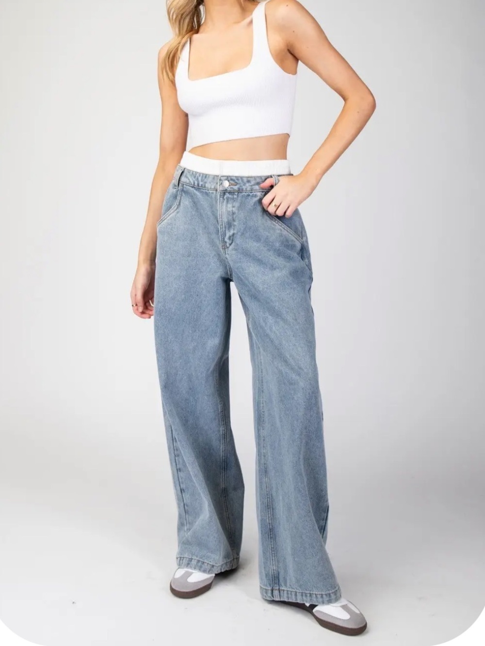 Wide Leg Light Blue Denim Jeans
